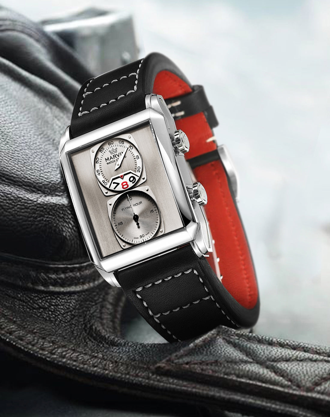Marvin Malton Rectangular 50mm Rhodium Silver Dial Men's Watch M024.14.31.64