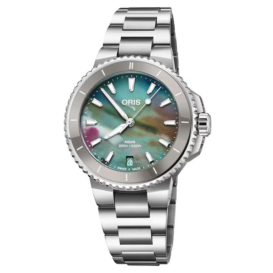 Oris Aquis Date Upcycle 36.5mm Multicoloured Dial Women's Watch 01 733 7792 4150-07 8 19 05P