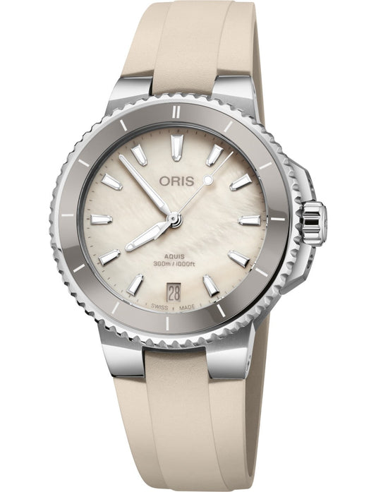 Oris Aquis Date 36.50mm White Dial Women's Watch 01 733 7792 4151-07 4 19 61FC