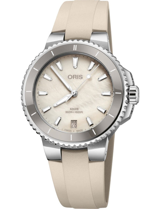 Oris Aquis Date 36.50mm White Dial Women's Watch 01 733 7792 4151-07 4 19 61FC