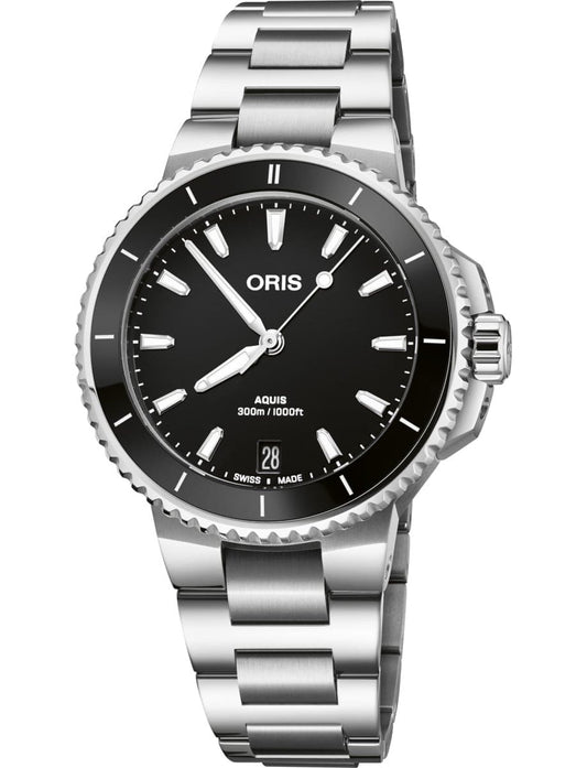 Oris Aquis Date 36.5mm Black Dial Women's Watch 01 733 7792 4154-07 8 19 05P
