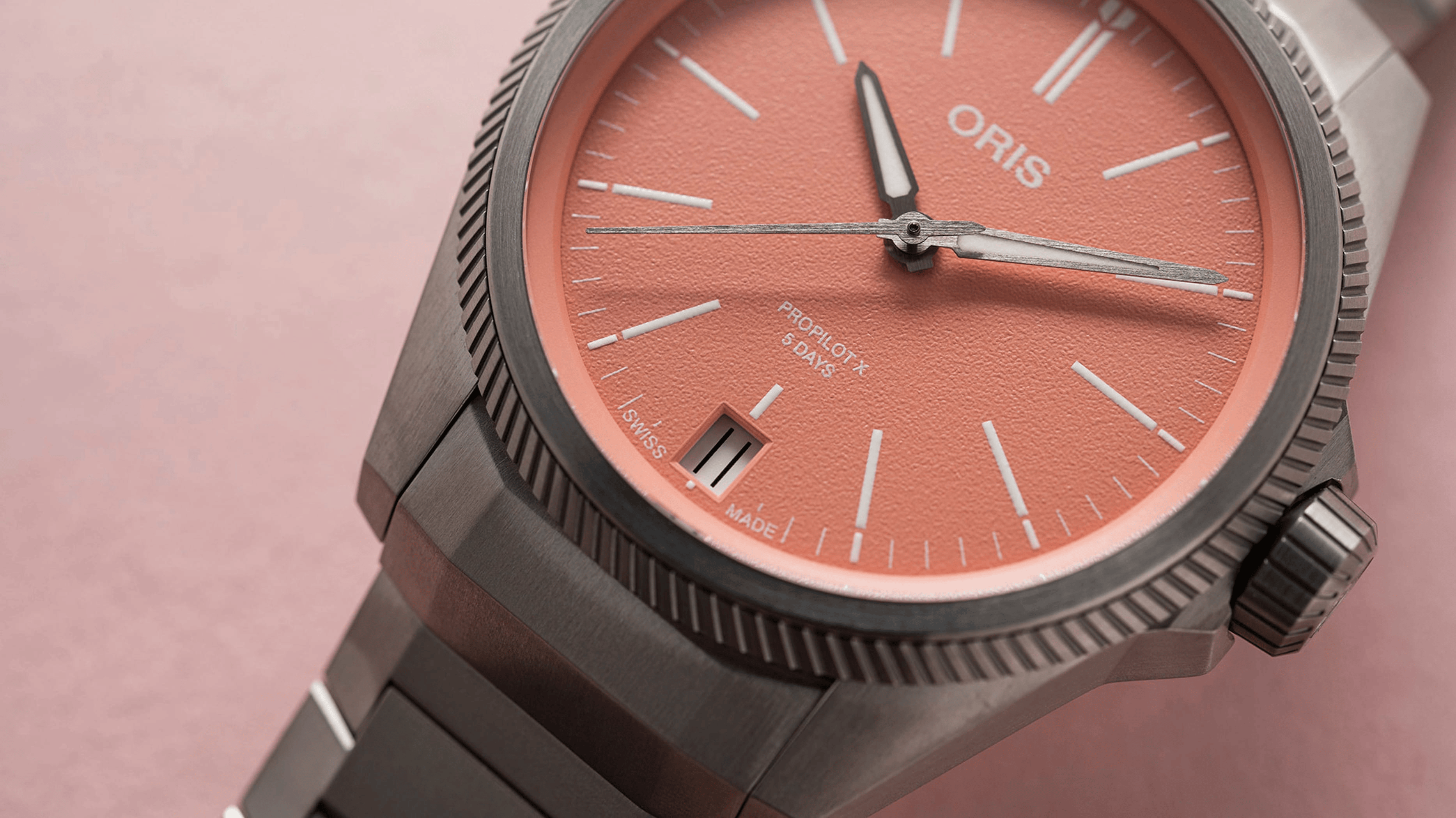 Oris ProPilot X Calibre 400 39mm Pink Dial Men's Watch 01 400 7778 7158-07 7 20 01TLC