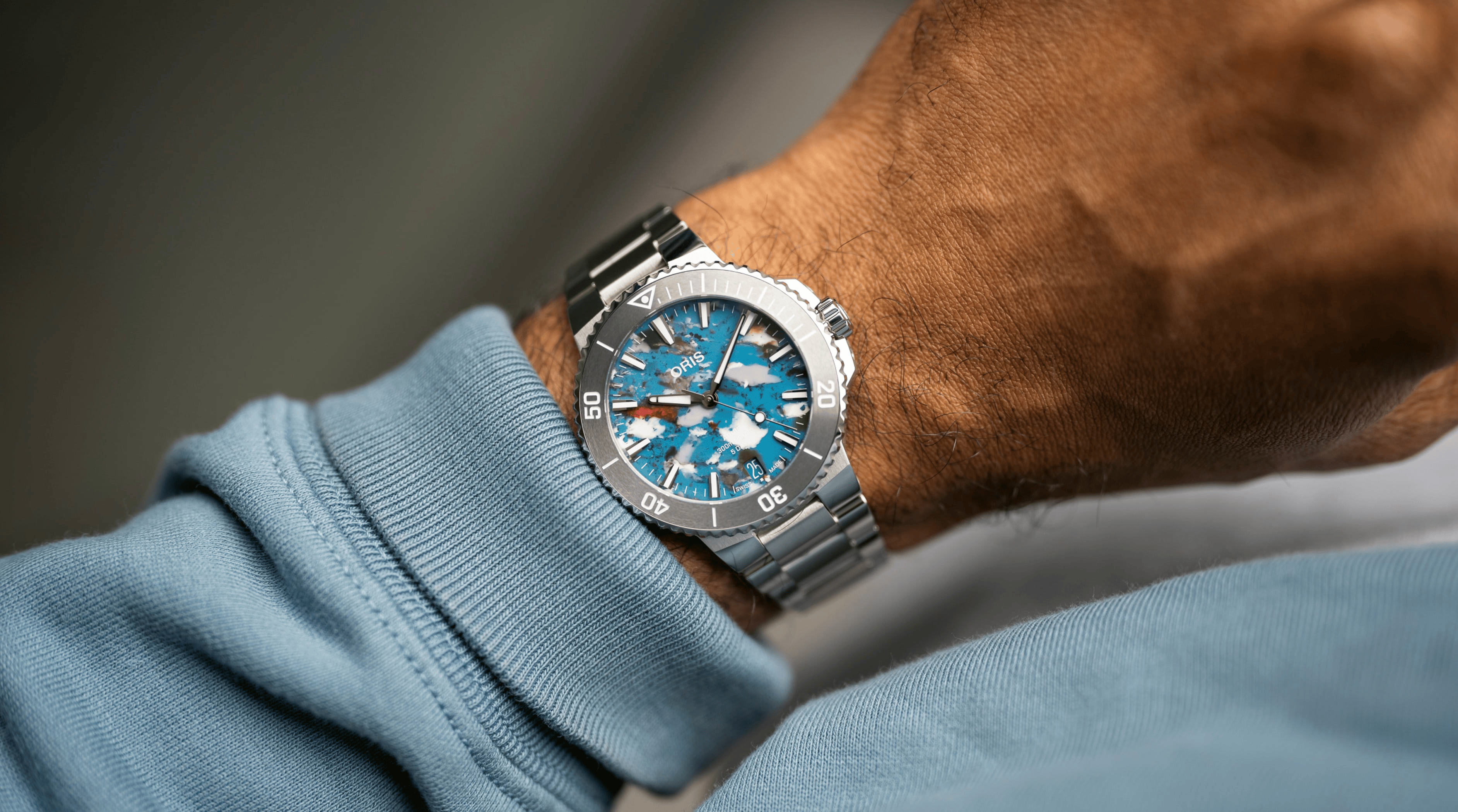 Oris Aquis Date Upcycle Calibre 400 43.5mm Multicoloured Dial Men's Watch 01 400 7790 4150-07 8 23 02PEB