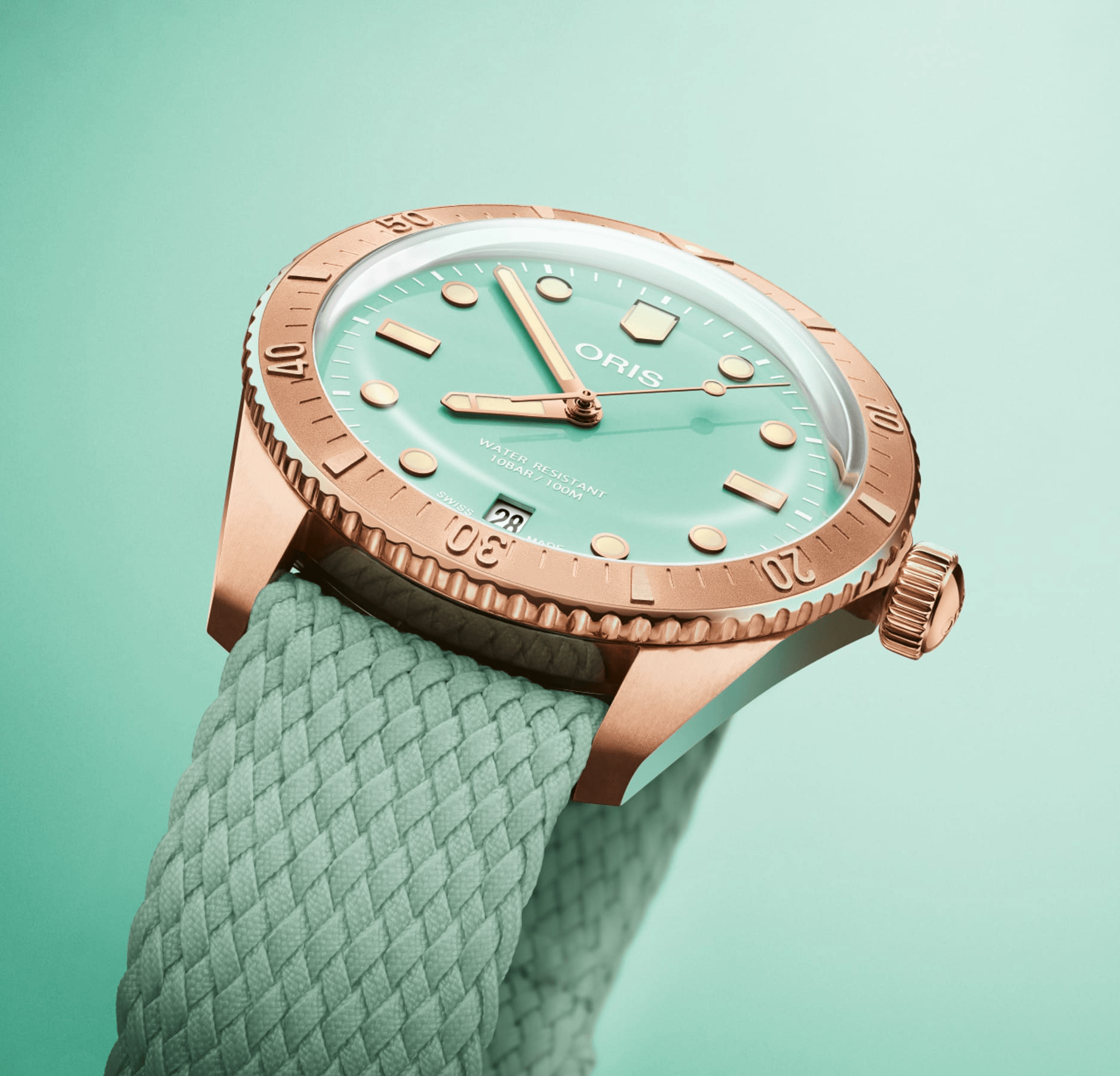 Oris Divers Sixty‑Five 'Cotton Candy' 38mm Green Dial Men's Watch 01 733 7771 3157-07 3 19 03BRS