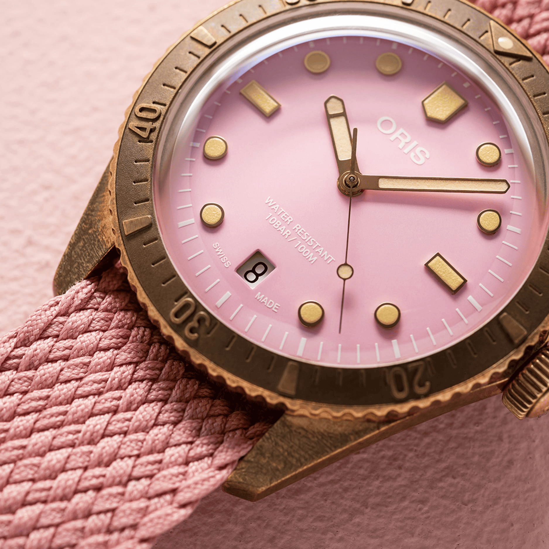 Oris Divers Sixty‑Five 'Cotton Candy' 38mm Pink Dial Men's Watch 01 733 7771 3158-07 3 19 04BRS