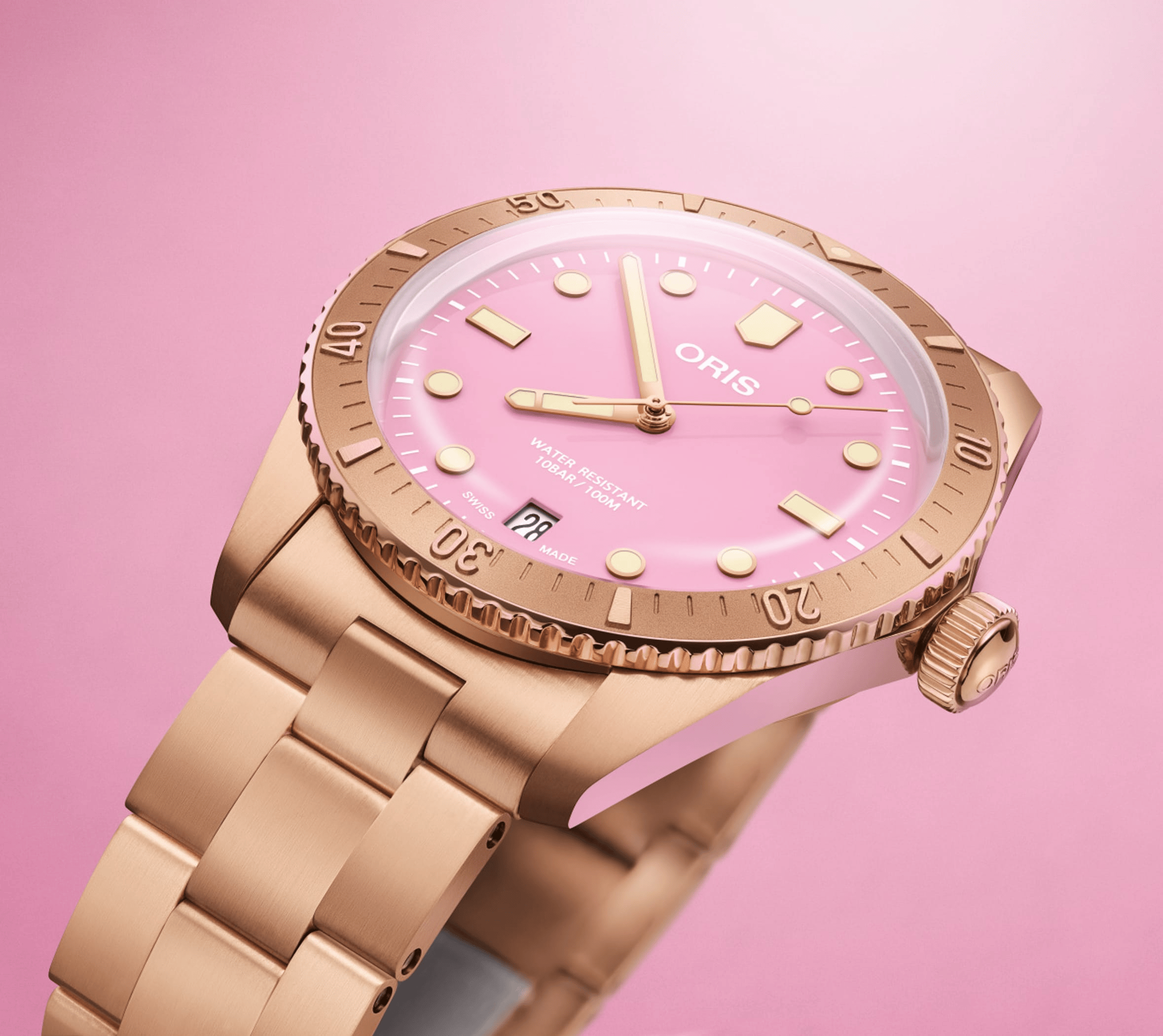Oris Divers Sixty‑Five 'Cotton Candy' 38mm Pink Dial Men's Watch 01 733 7771 3158-07 8 19 15