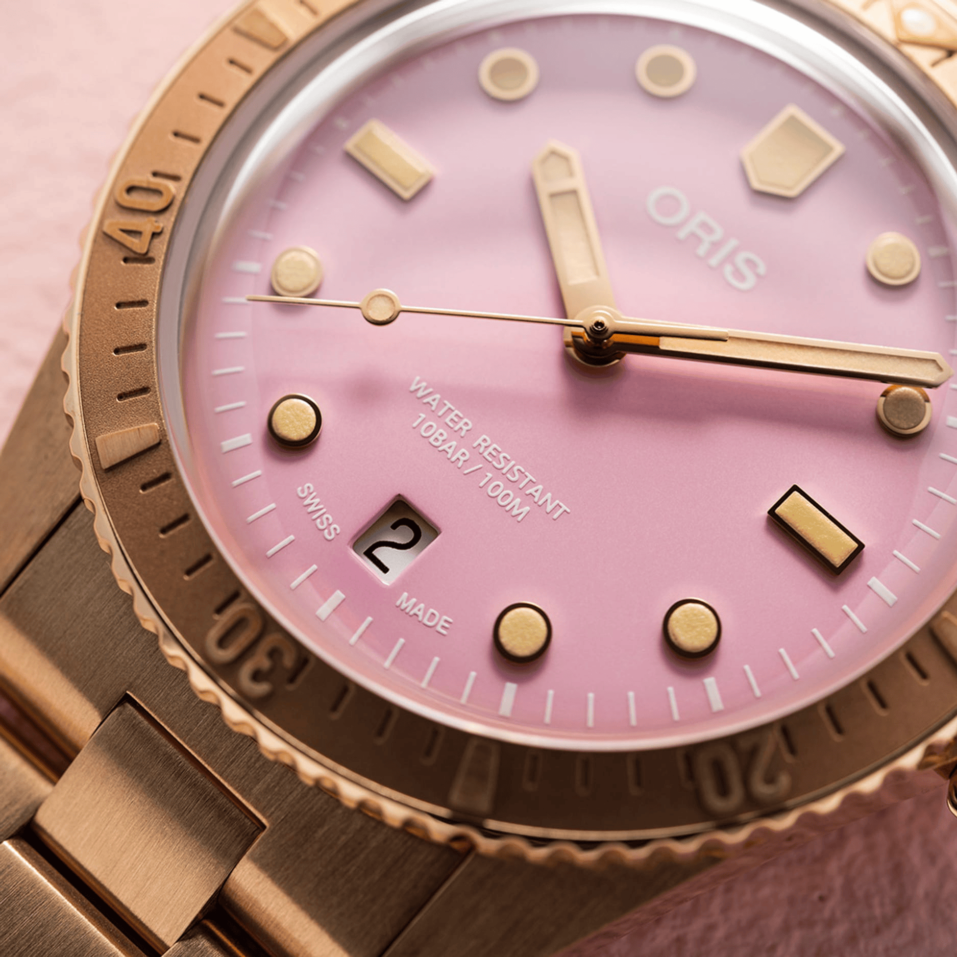 Oris Divers Sixty‑Five 'Cotton Candy' 38mm Pink Dial Men's Watch 01 733 7771 3158-07 8 19 15