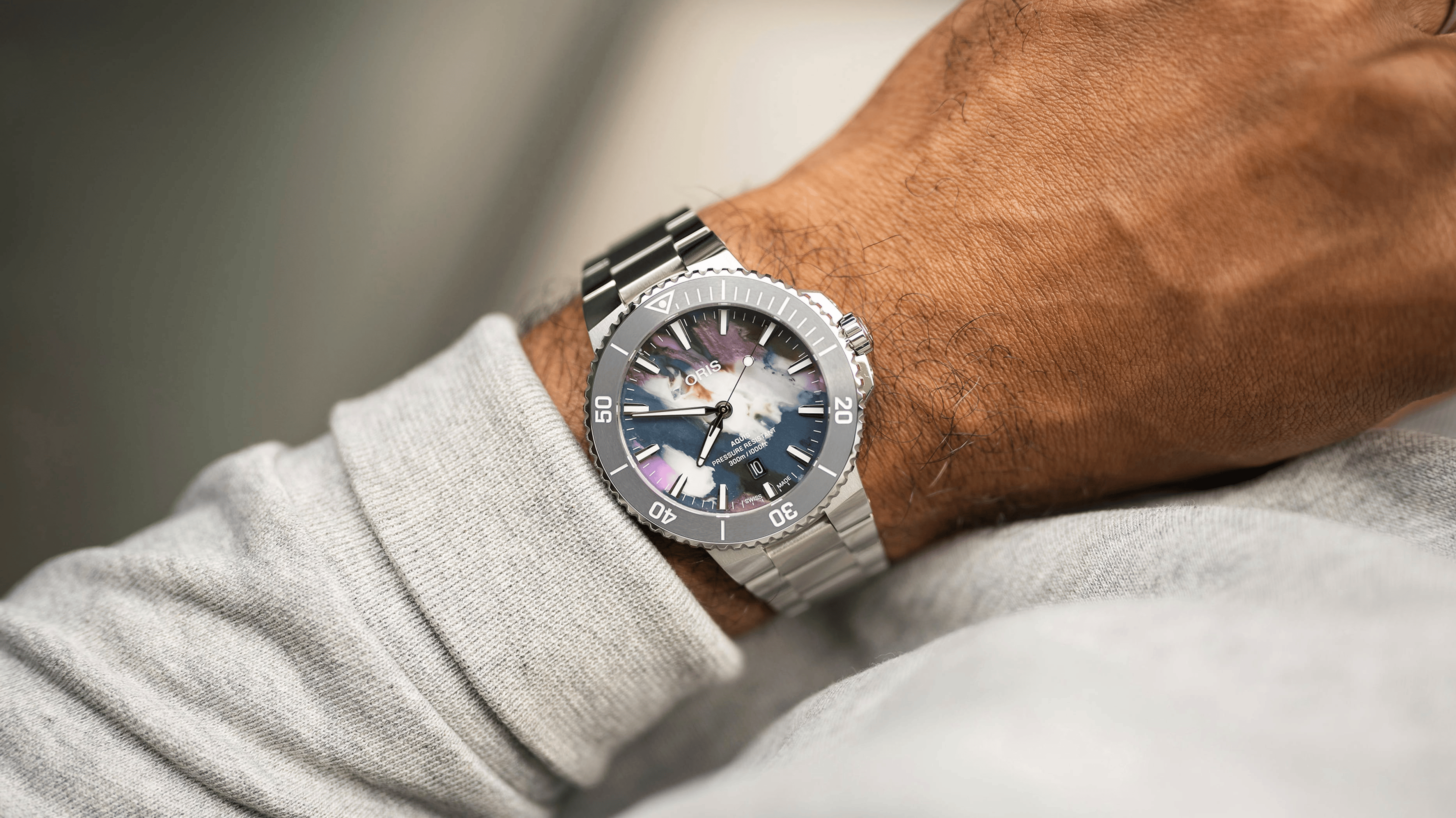 Oris Aquis Date Upcycle 43.50mm Multicoloured Dial Men's Watch 01 733 7789 4150-07 8 23 04PEB