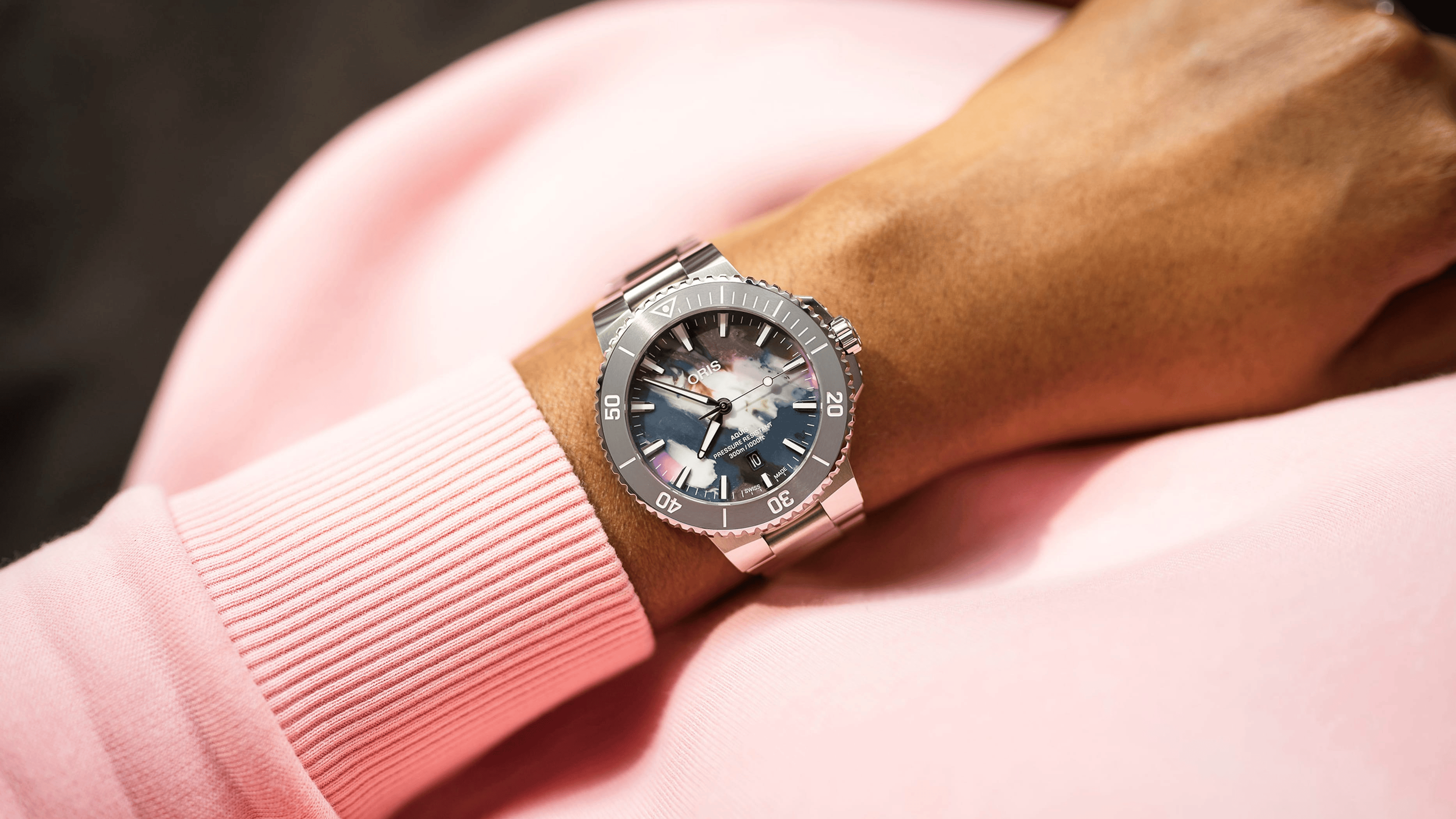 Oris Aquis Date Upcycle 43.50mm Multicoloured Dial Men's Watch 01 733 7789 4150-07 8 23 04PEB