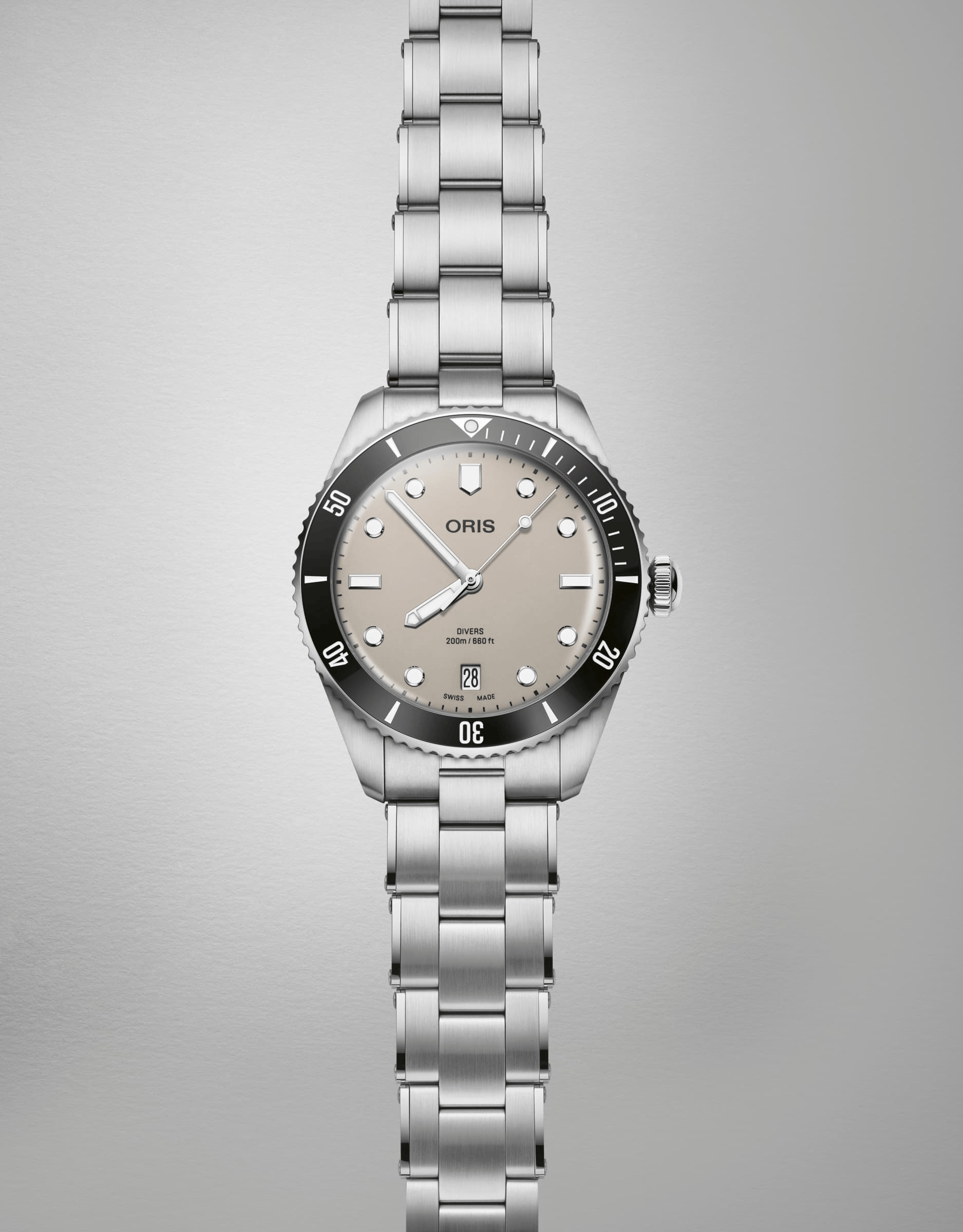 Oris Divers Date 39mm Beige Dial Men's Watch 01 733 7795 4051-Set