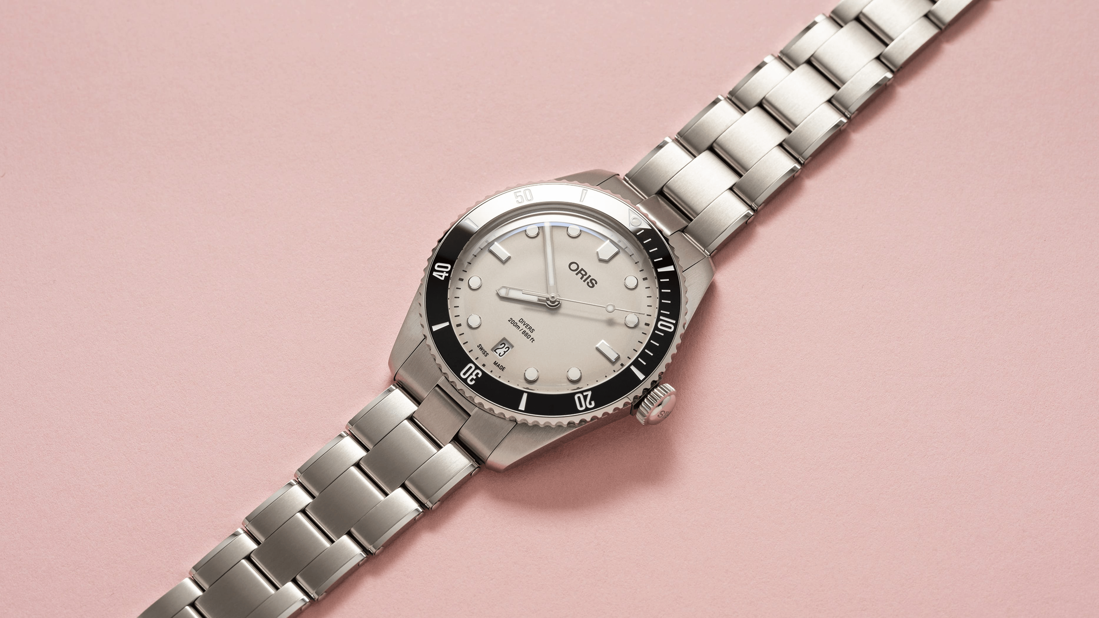 Oris Divers Date 39mm Beige Dial Men's Watch 01 733 7795 4051-Set