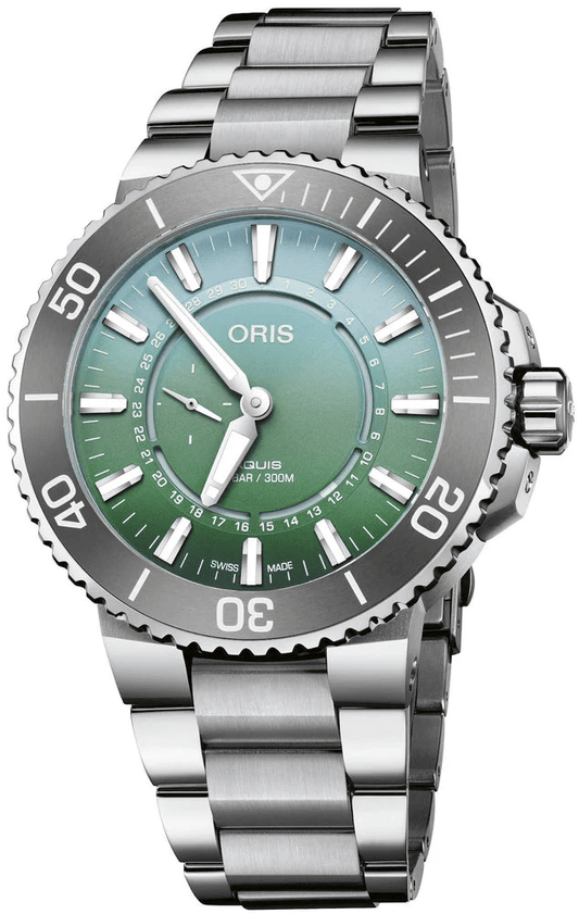 Oris Aquis Dat Watt Limited Edition II 43.5mm Green Dial Men's Watch 01 743 7734 4197-Set