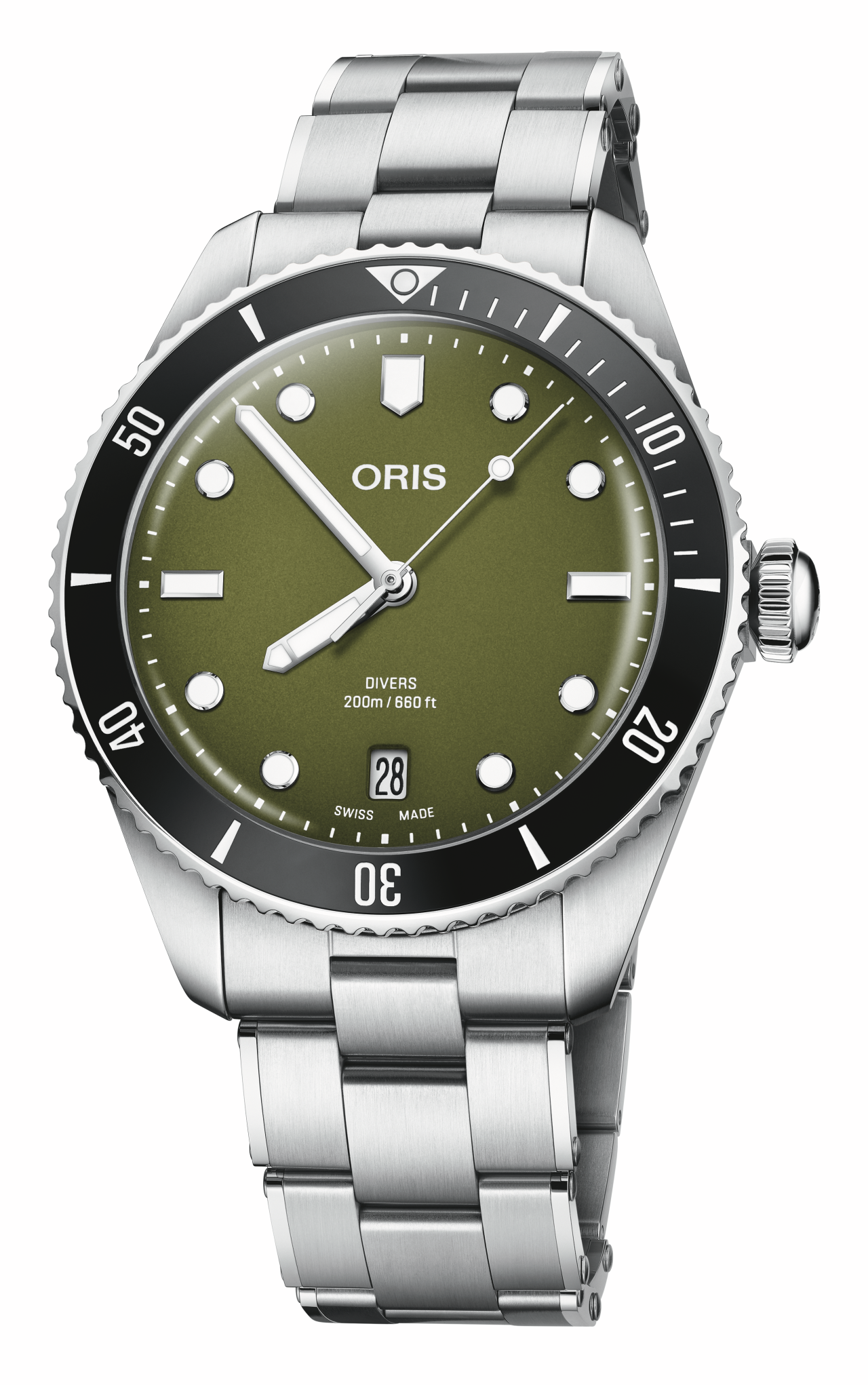 Oris Divers Date 39mm Green Dial Men's Watch 01 733 7795 4057-Set