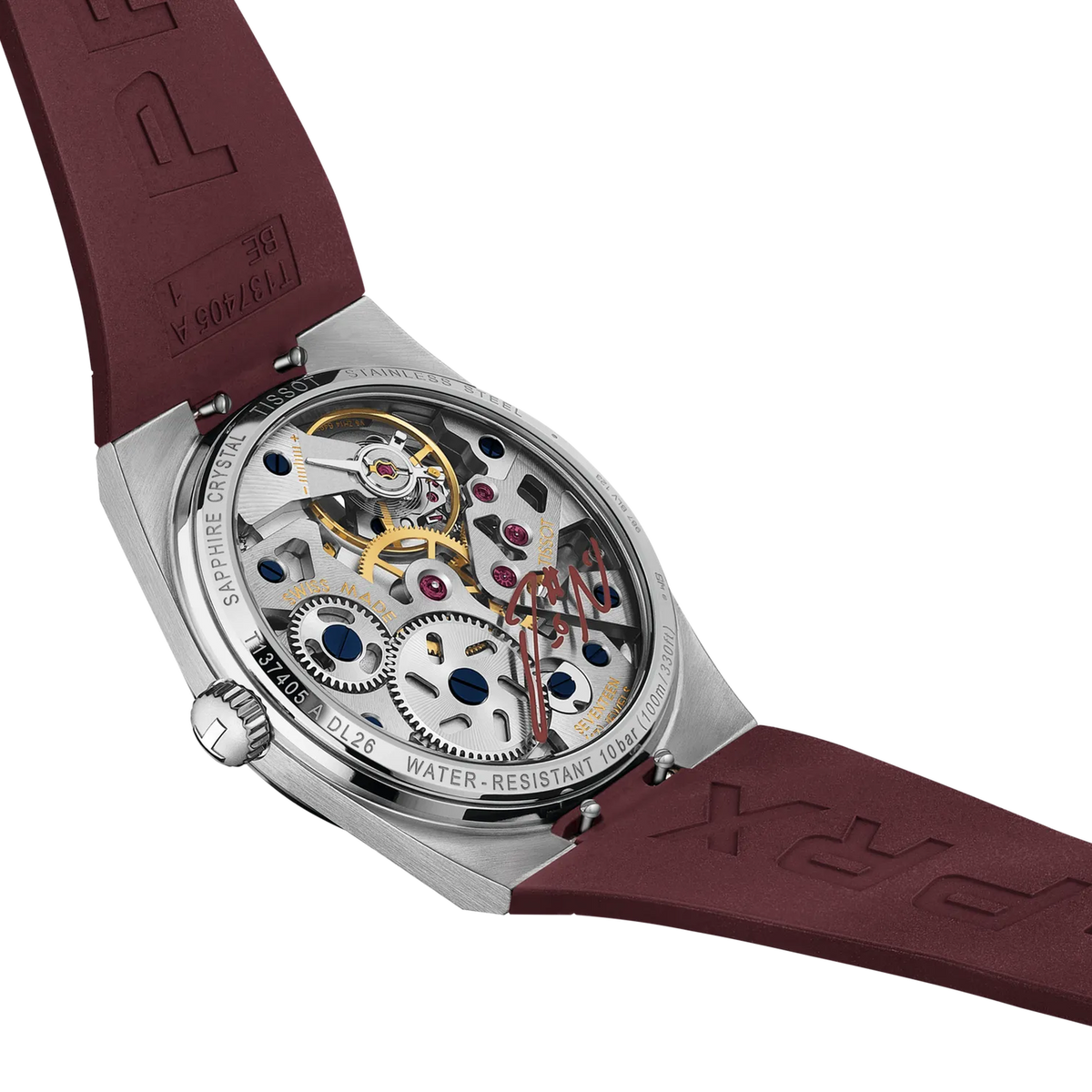 Tissot PRX Skeleton Damian Lillard Special Edition 44mm Burgundy Dial Men's Watch T1374051737100