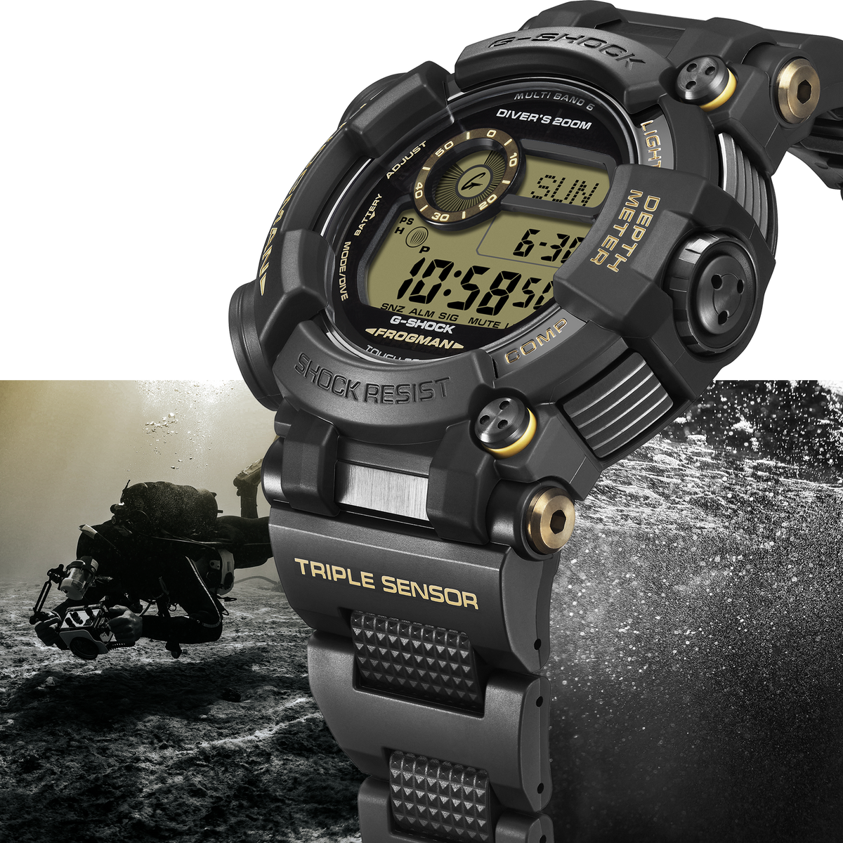 G-Shock Master of G-Sea Frogman 53.3mm Black Dial Men's Watch GWFD1000BC-1