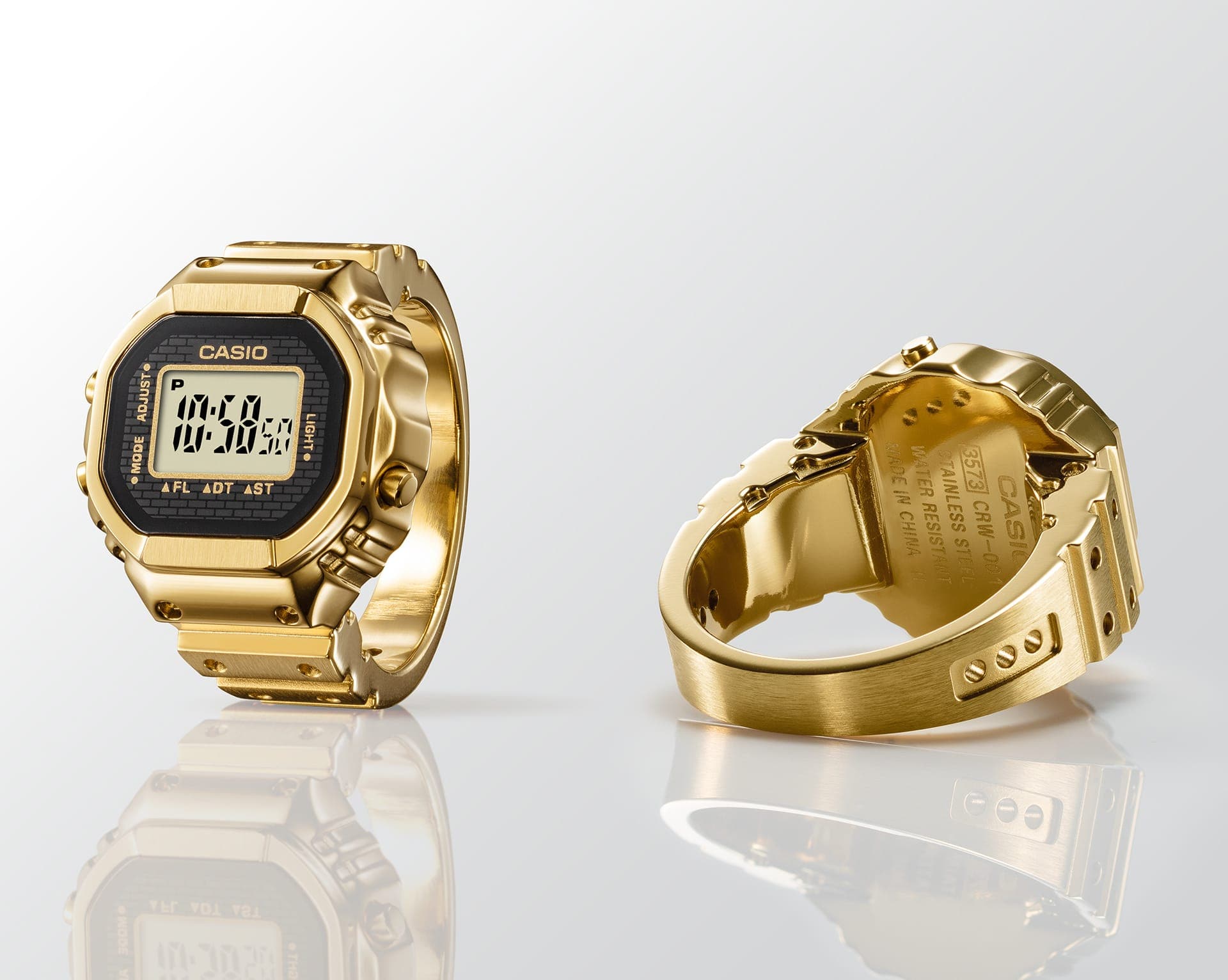 Casio Ring Watch 25mm Gold Dial Unisex Watch CRW001G-9