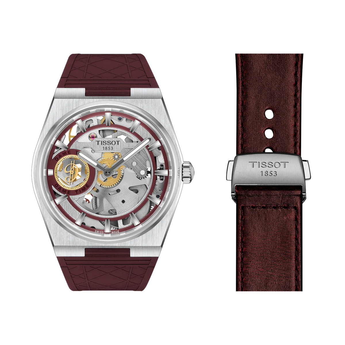 Tissot PRX Skeleton Damian Lillard Special Edition 44mm Burgundy Dial Men's Watch T1374051737100