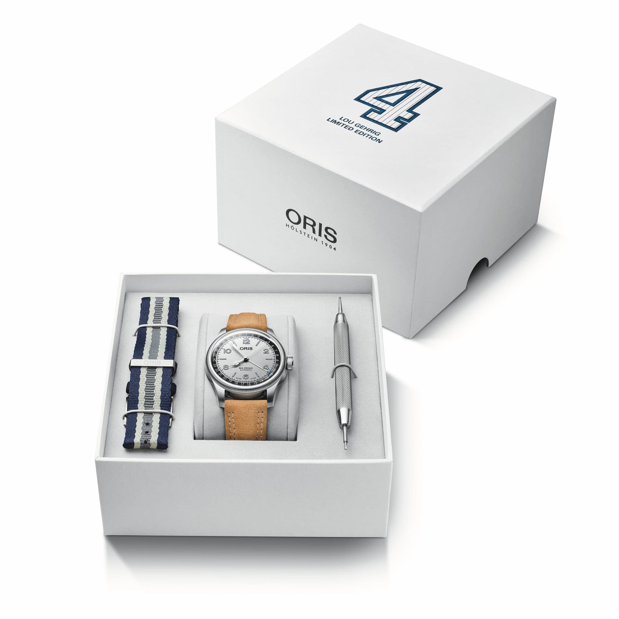 Oris Big Crown Pointer Date Lou Gehrig Limited Edition 40mm Grey Dial Men's Watch 01 754 7785 4091-Set