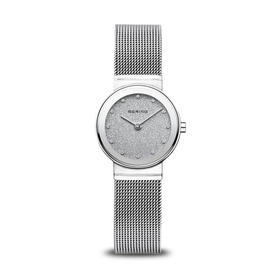 BERING Classic Polished Silver 26mm Silver Stardust Dial Women's Watch 10126-0003