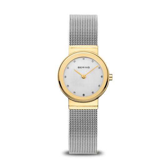 BERING Classic Polished Gold 26mm Silver Dial Women's Watch 10126-001