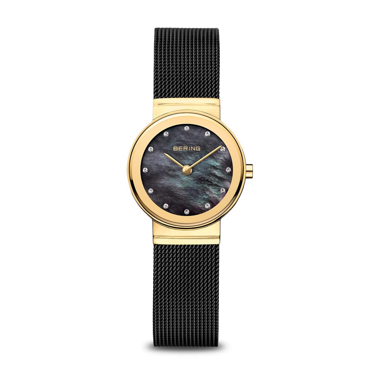 BERING Classic Polished Gold 26mm Black Mother of Pearl Dial Women's Watch 10126-132