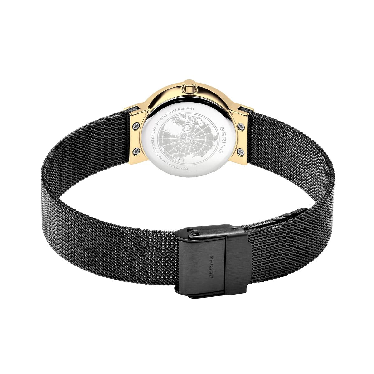 BERING Classic Polished Gold 26mm Black Mother of Pearl Dial Women's Watch 10126-132