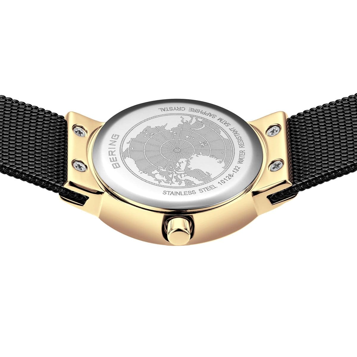 BERING Classic Polished Gold 26mm Black Mother of Pearl Dial Women's Watch 10126-132