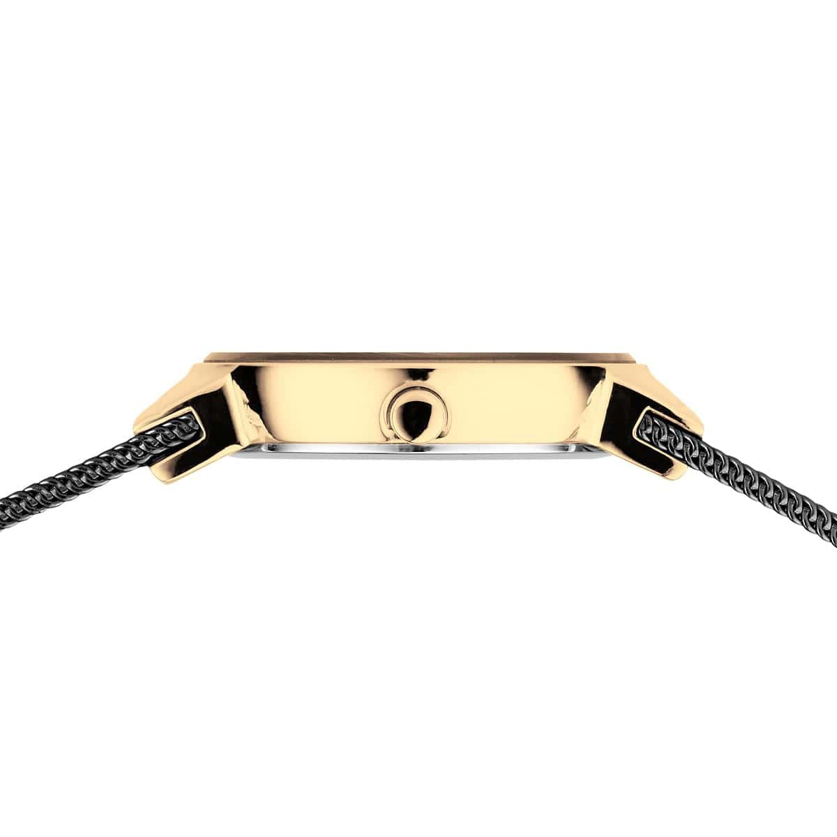 BERING Classic Polished Gold 26mm Black Mother of Pearl Dial Women's Watch 10126-132