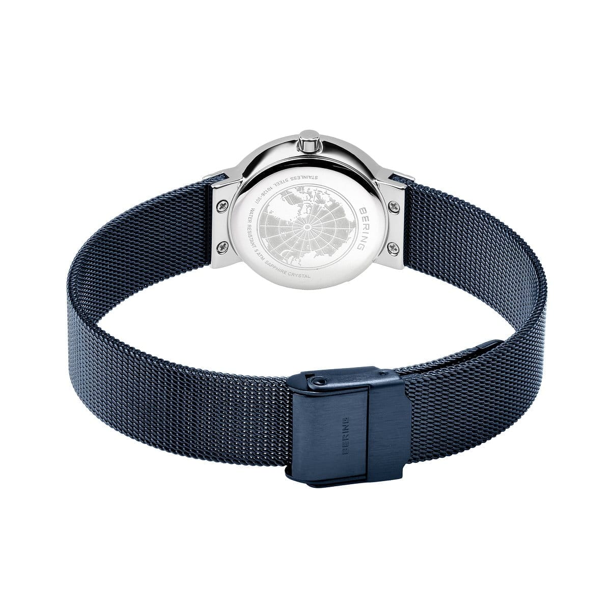 BERING Classic Polished Silver 26mm Blue Mother of Pearl Women's Watch 10126-307