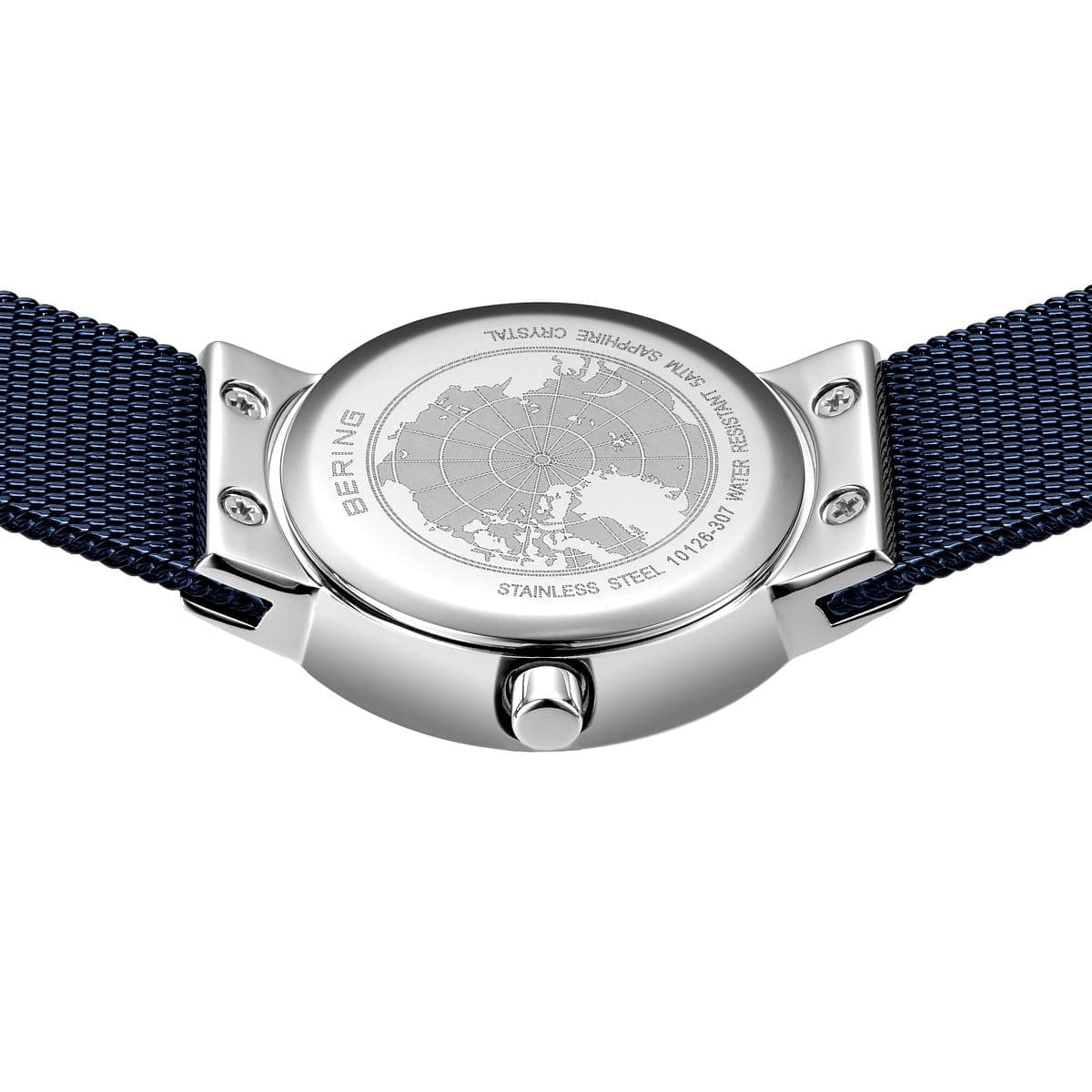 BERING Classic Polished Silver 26mm Blue Mother of Pearl Women's Watch 10126-307