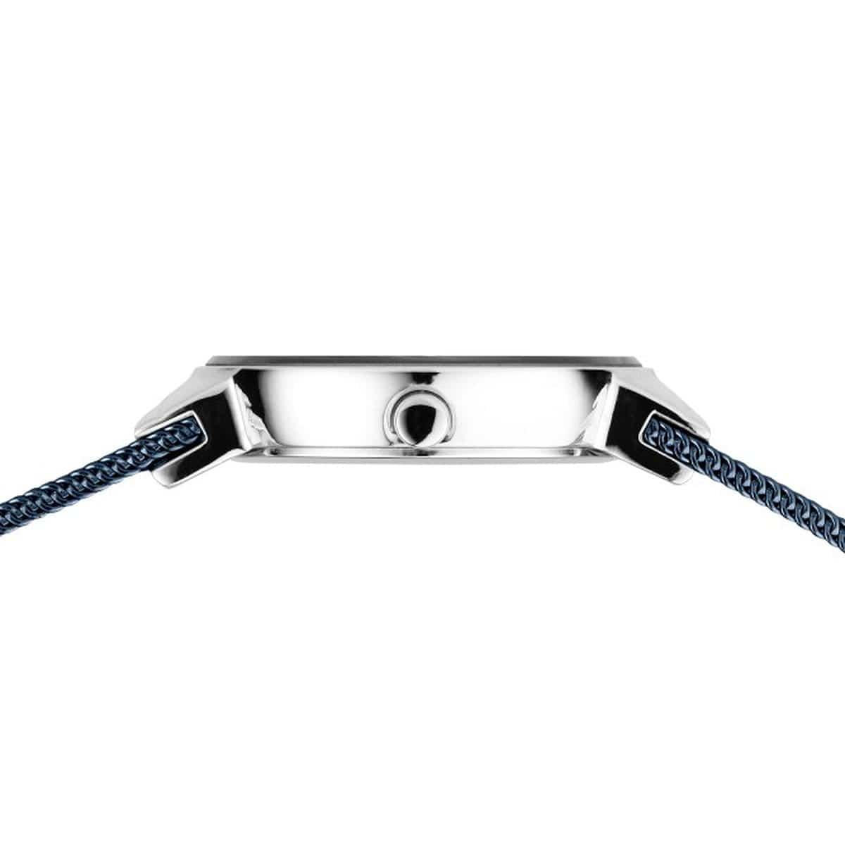 BERING Classic Polished Silver 26mm Blue Mother of Pearl Women's Watch 10126-307