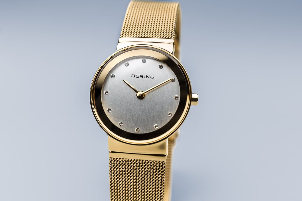 BERING Classic Polished Gold 26mm Silver Dial Women's Watch 10126-334