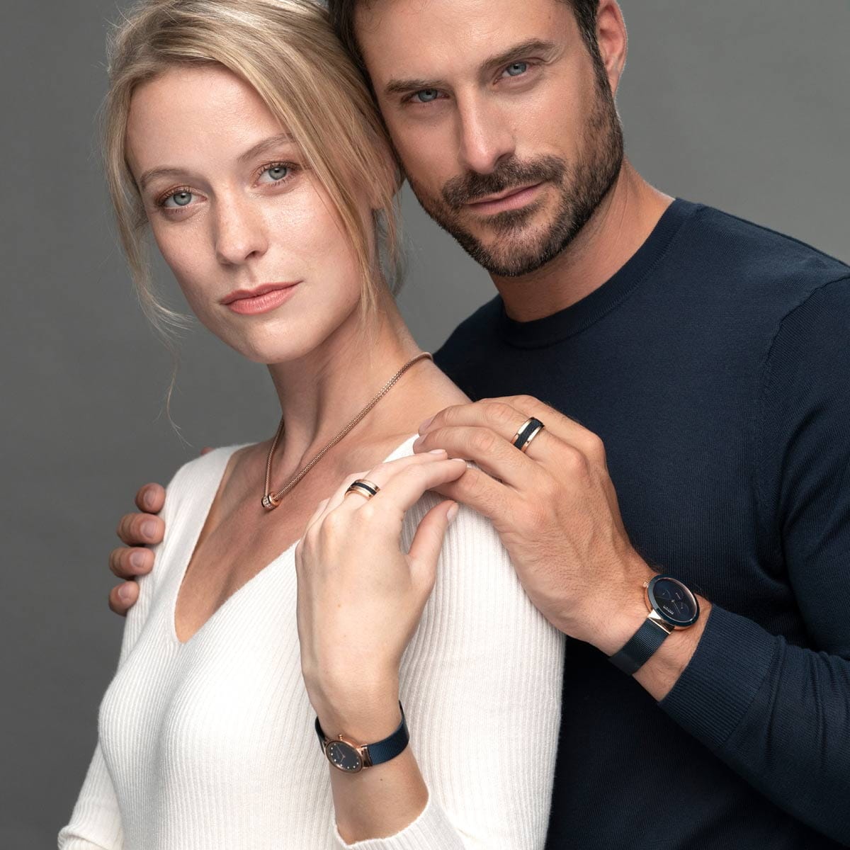 BERING Classic Polished Rose Gold 26mm Blue Mother of Pearl Women's Watch 10126-367