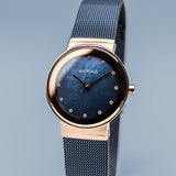 BERING Classic Polished Rose Gold 26mm Blue Mother of Pearl Women's Watch 10126-367