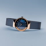 BERING Classic Polished Rose Gold 26mm Blue Mother of Pearl Women's Watch 10126-367