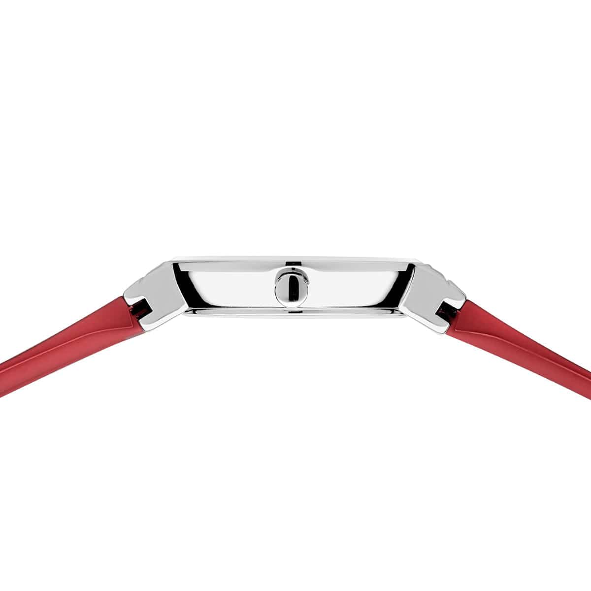 BERING Classic Polished Silver 29mm Red Sunray Dial Women's Watch 10129-503