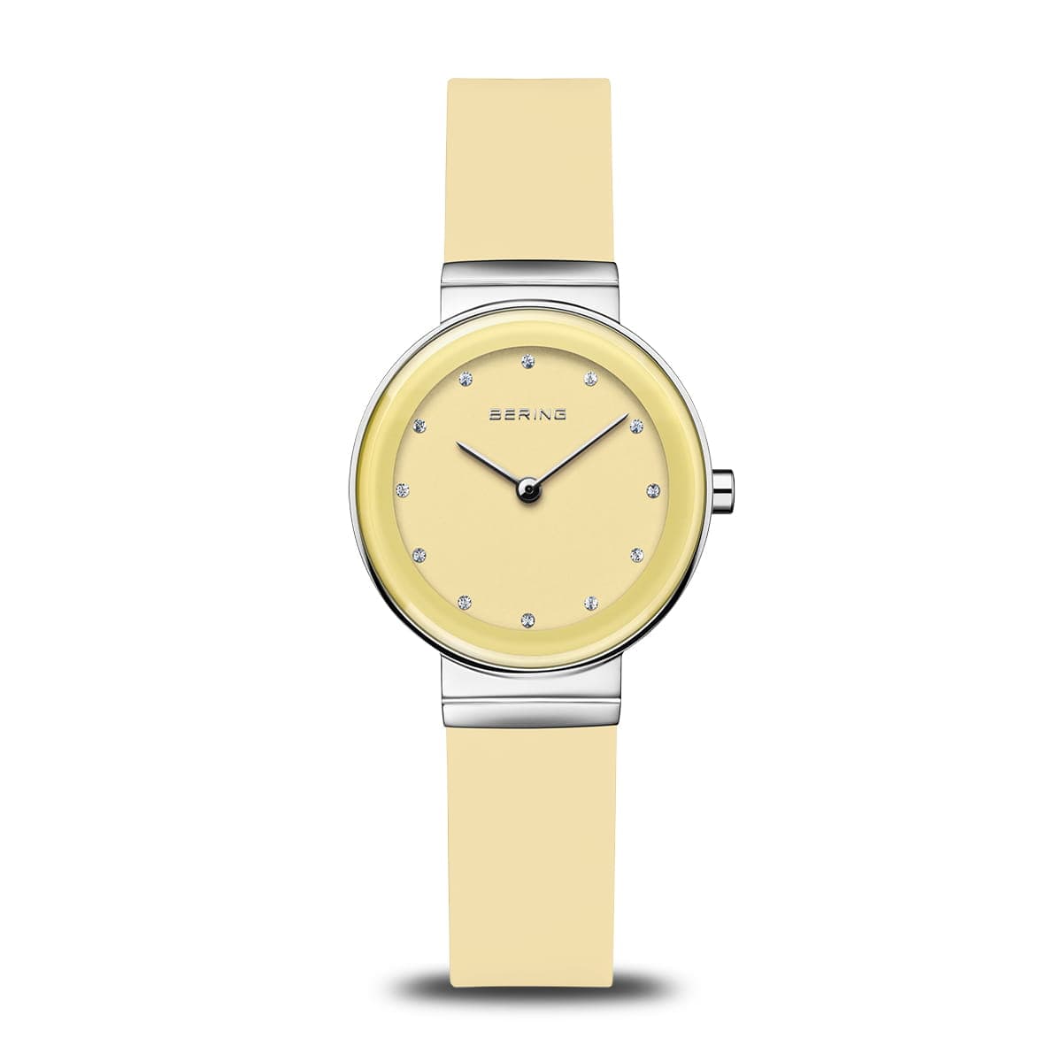 BERING Classic Polished Silver 29mm Yellow Sunray Dial Women's Watch 10129-600