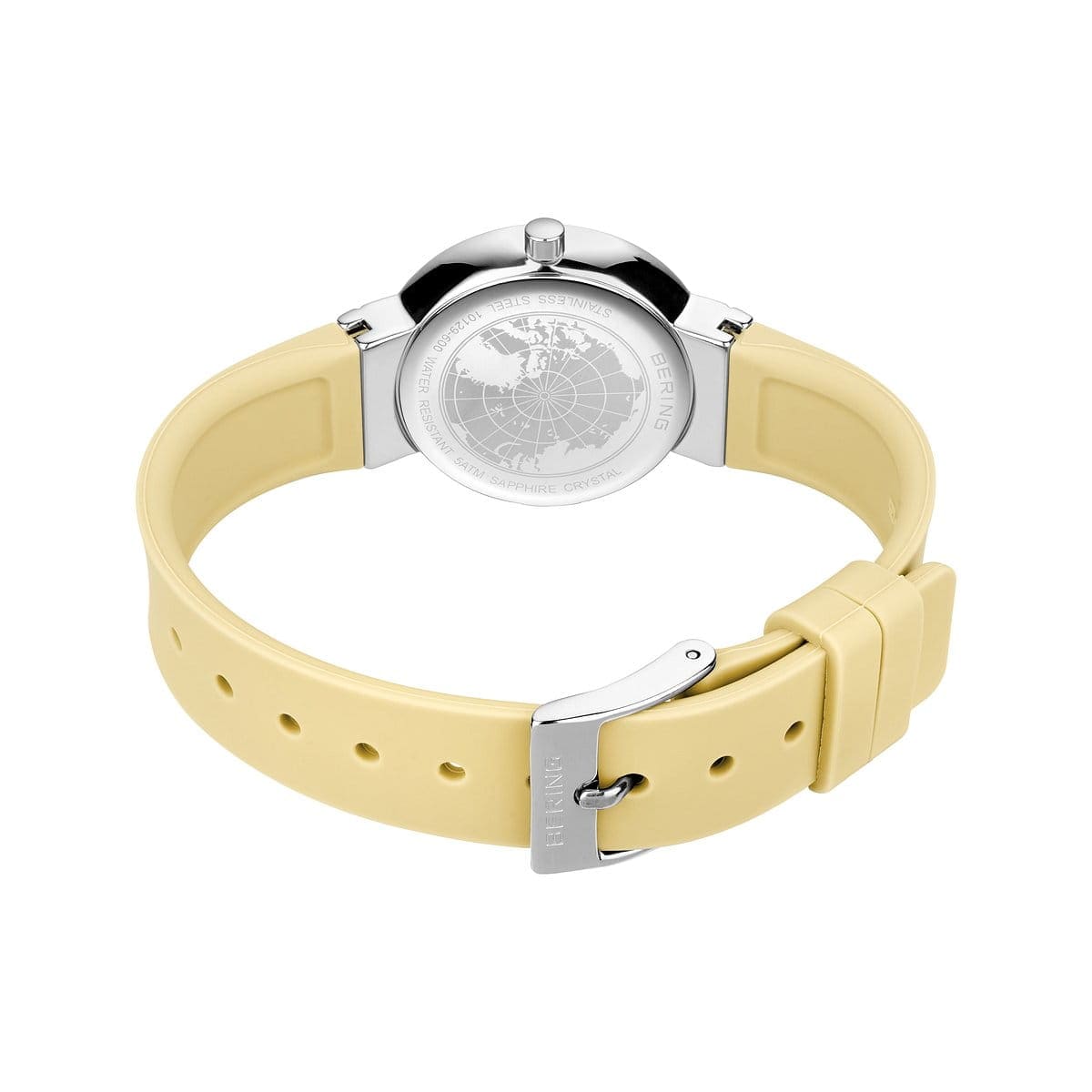 BERING Classic Polished Silver 29mm Yellow Sunray Dial Women's Watch 10129-600
