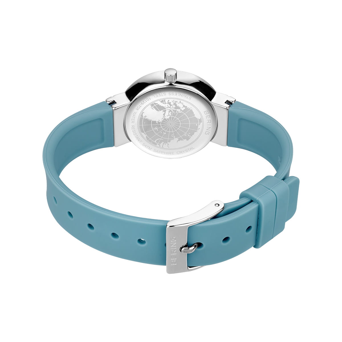 BERING Classic Polished Silver 29mm Blue Sunray Dial Women's Watch 10129-708