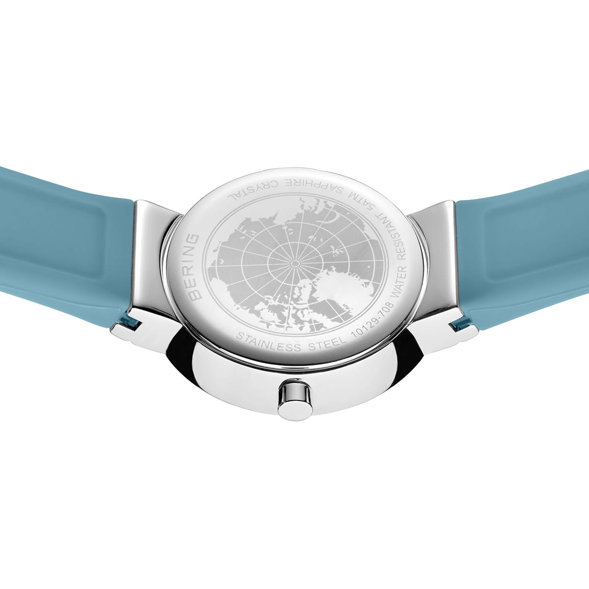 BERING Classic Polished Silver 29mm Blue Sunray Dial Women's Watch 10129-708