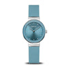 BERING Classic Polished Silver 29mm Blue Sunray Dial Women's Watch 10129-708