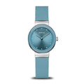 BERING Classic Polished Silver 29mm Blue Sunray Dial Women's Watch 10129-708