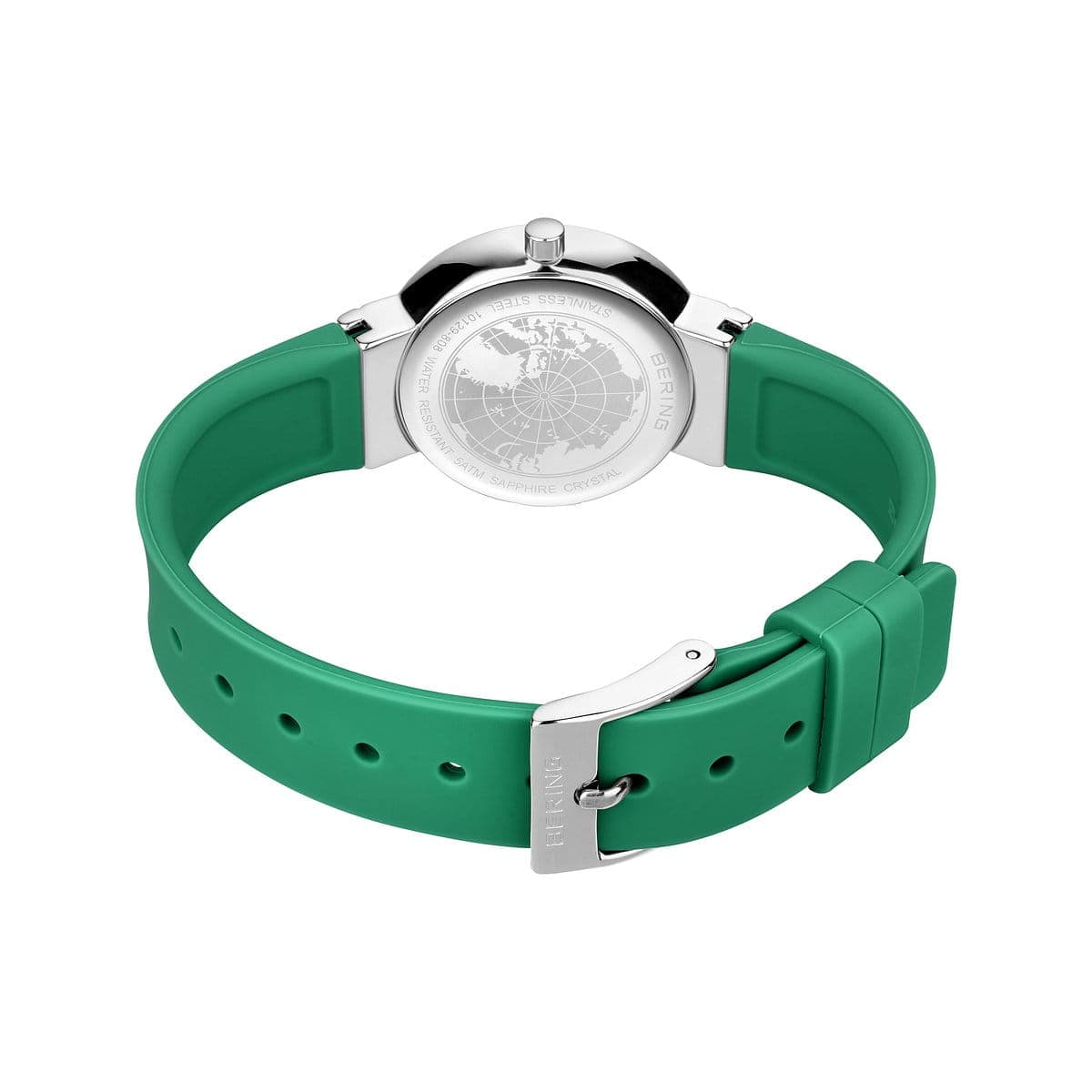 BERING Classic Polished Silver 29mm Green Sunray Dial Women's Watch 10129-808