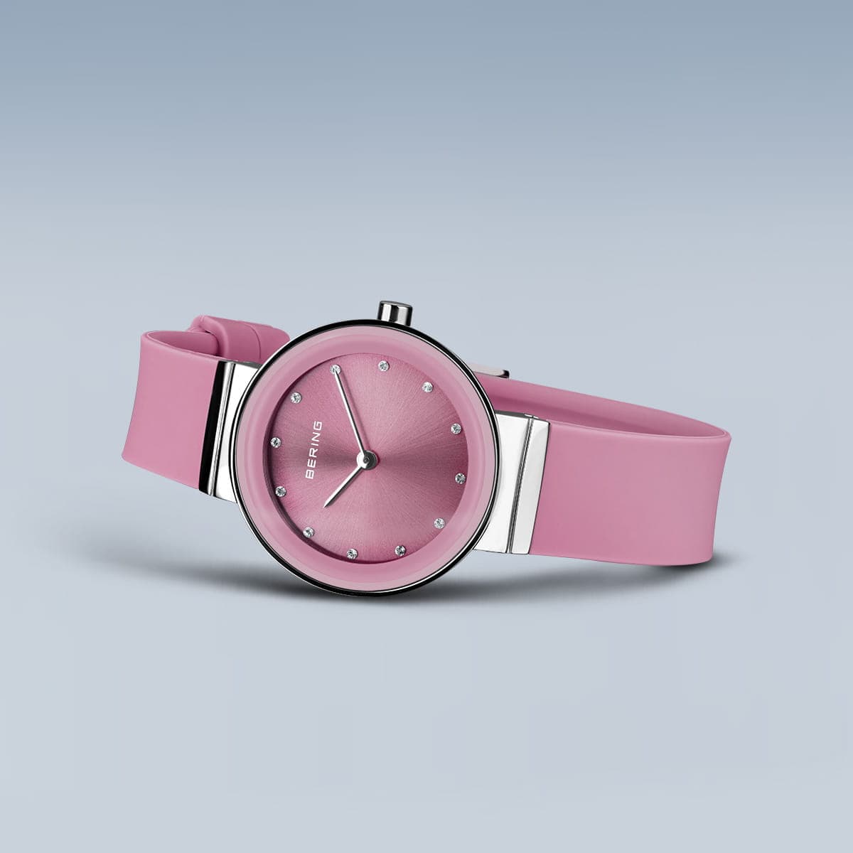 BERING Classic Polished Silver 29mm Pink Sunray Dial Women's Watch 10129-909