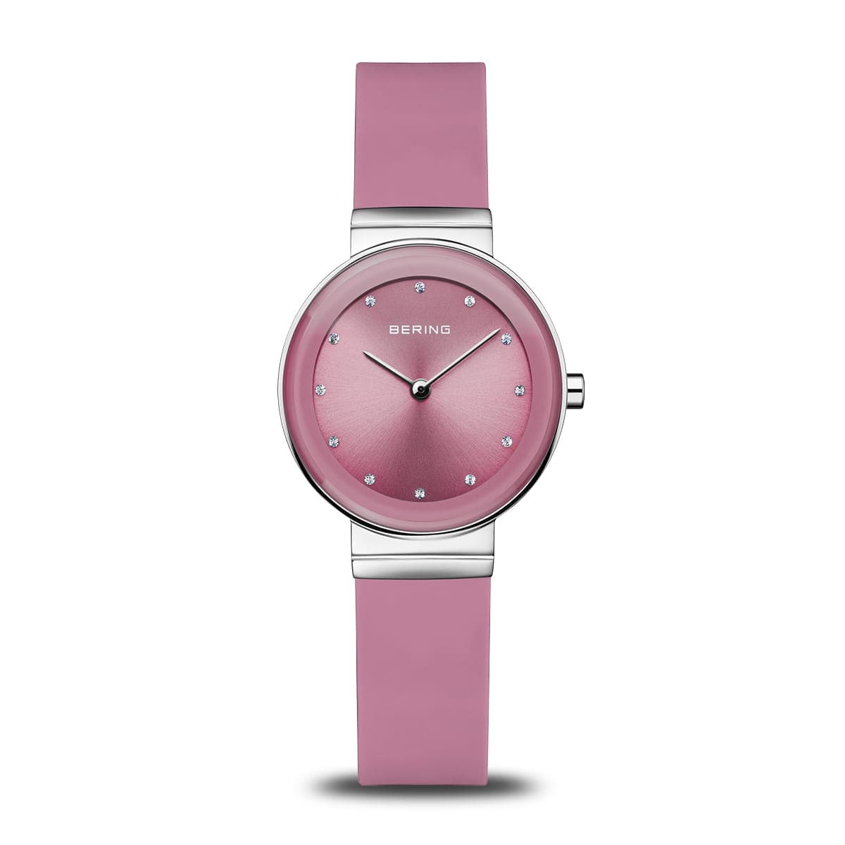 BERING Classic Polished Silver 29mm Pink Sunray Dial Women's Watch 10129-909