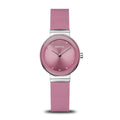 BERING Classic Polished Silver 29mm Pink Sunray Dial Women's Watch 10129-909