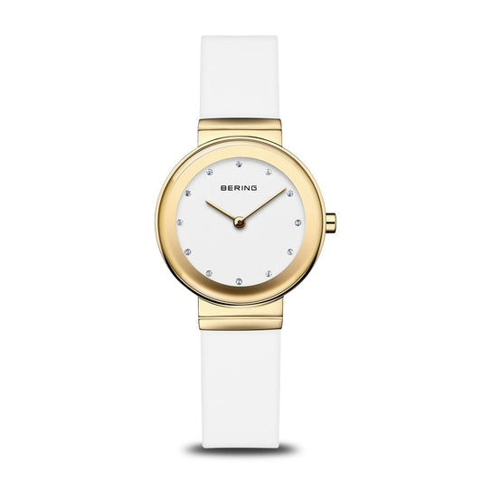 BERING Classic Polished Gold 29mm White Dial Women's Watch 10129-934