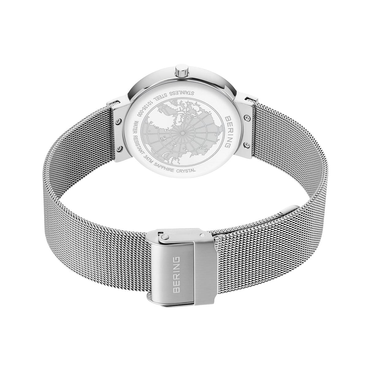 BERING Classic Polished Silver 35mm White Dial Women's Watch 10135-000