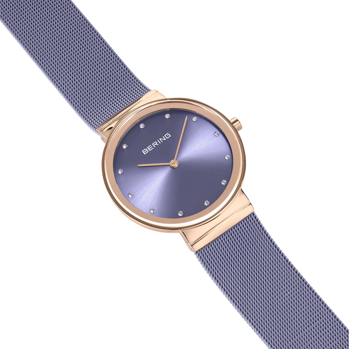 BERING Sparkling Mesh Watch Lavender Rose Gold 35mm Lavender Sunray Dial Women's Watch 10135-968