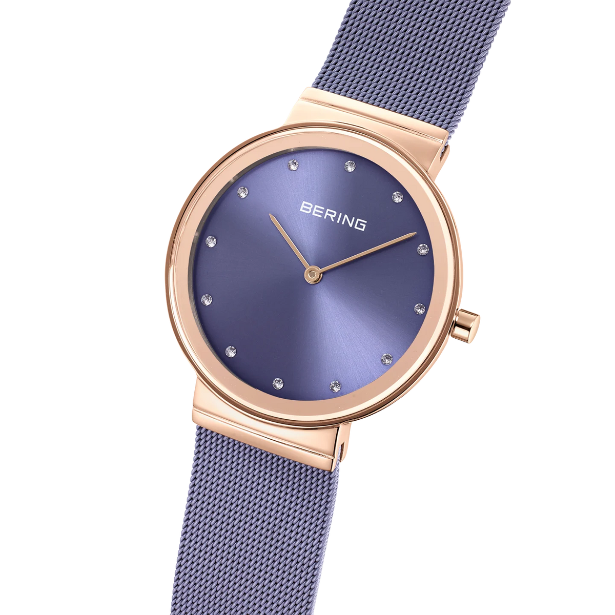 BERING Sparkling Mesh Watch Lavender Rose Gold 35mm Lavender Sunray Dial Women's Watch 10135-968